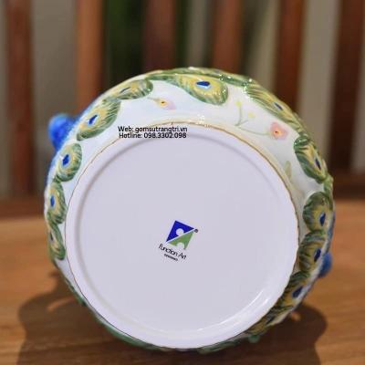 HŨ SỨ CÓ NẮP 3D CHIM CÔNG CAO CẤP